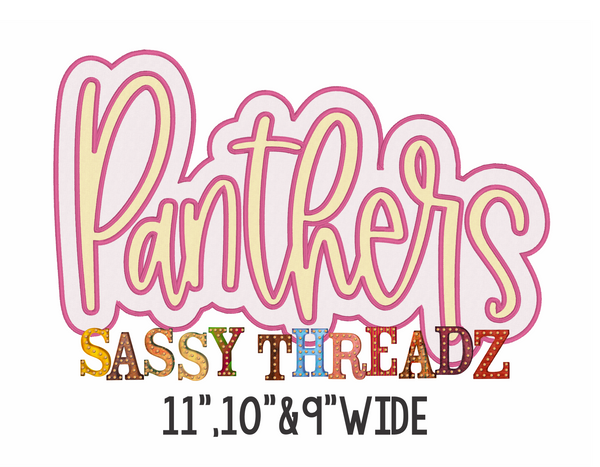 Satin Stitch Panthers Script Stacked Embroidery Download