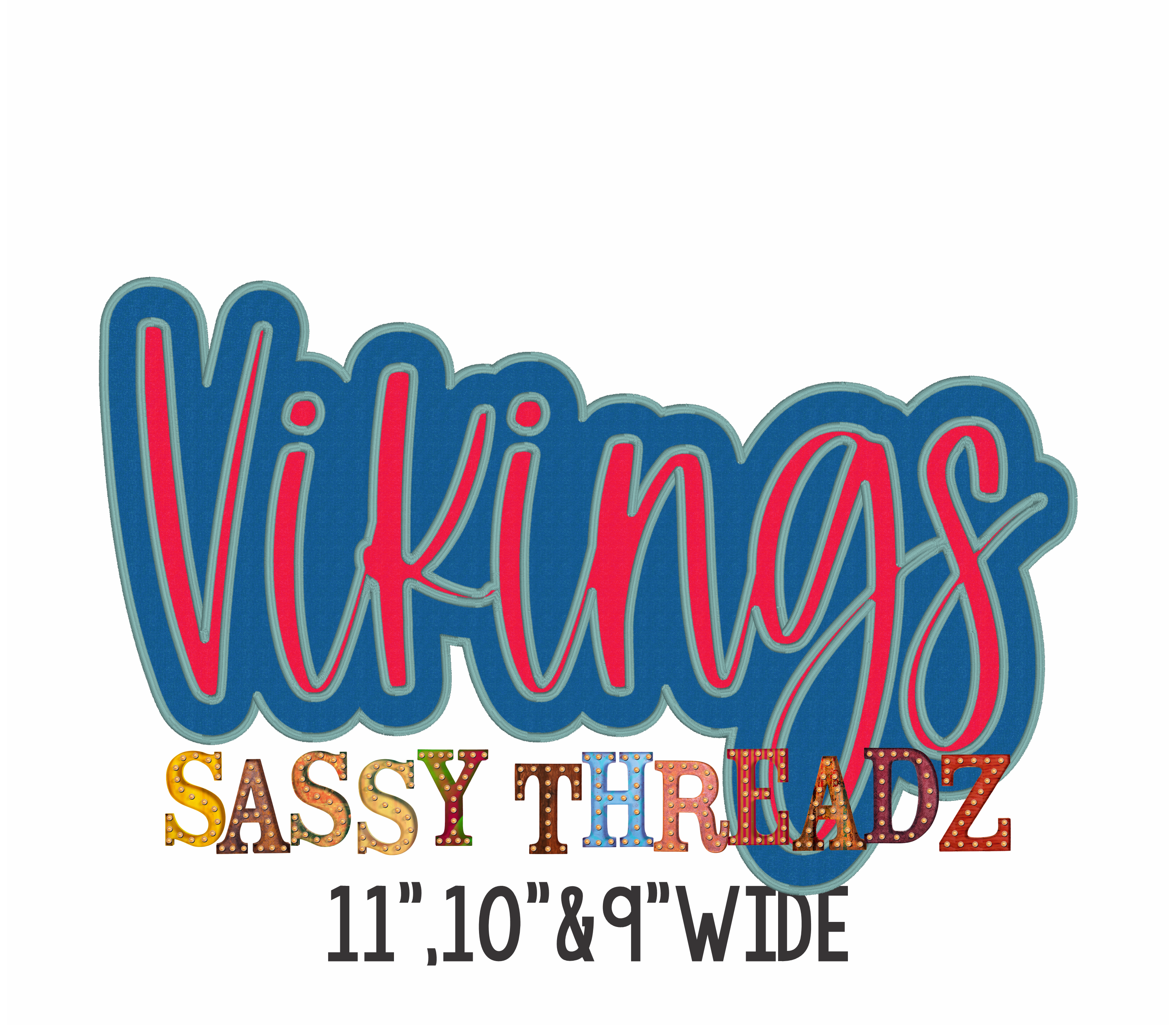 Vikings Satin Stitch Script Stacked Embroidery Download