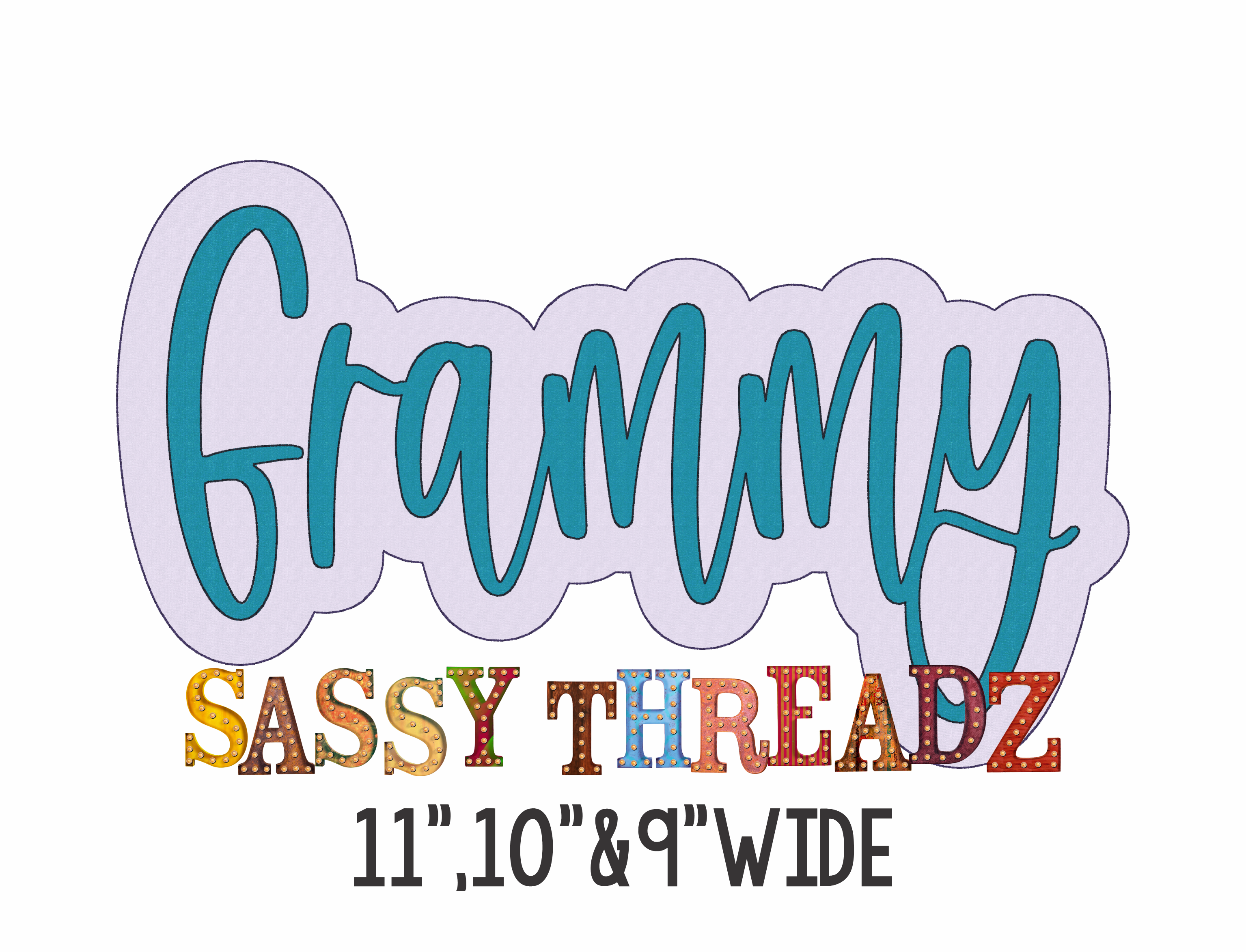 grammy Bean Stitch Script Double Stacked Embroidery Download