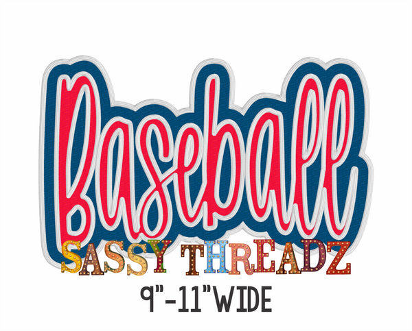 Baseball Bean Stitch Script Stacked Embroidery Download