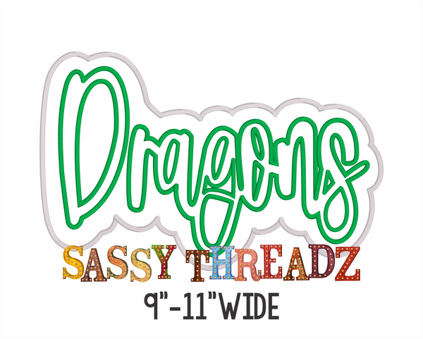 Dragons Script Satin Stitch Stacked Embroidery Download