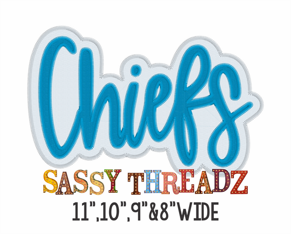 Chiefs Zig Zag Script Stacked Embroidery Download