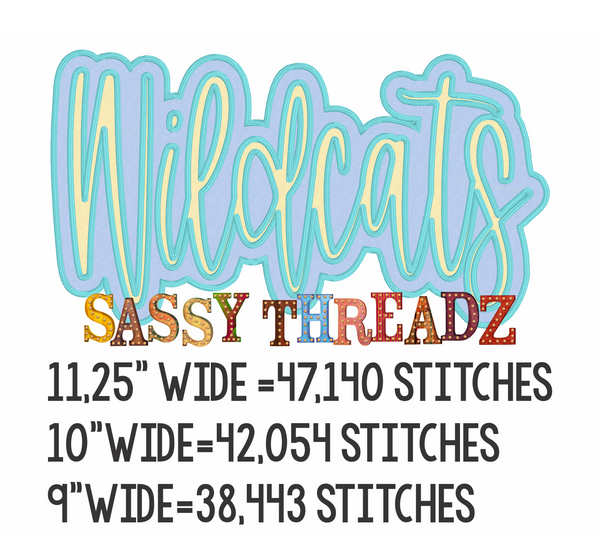 Wildcats Satin Stitch Script Stacked Embroidery Download