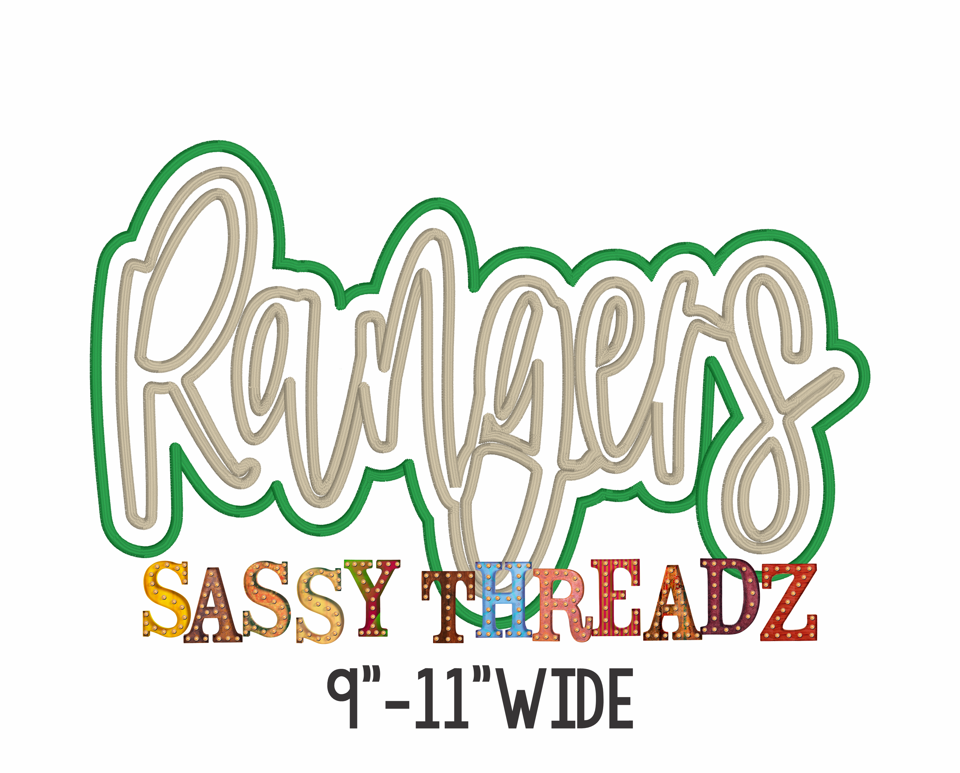 Rangers Satin Stitch Script Stacked Embroidery Download