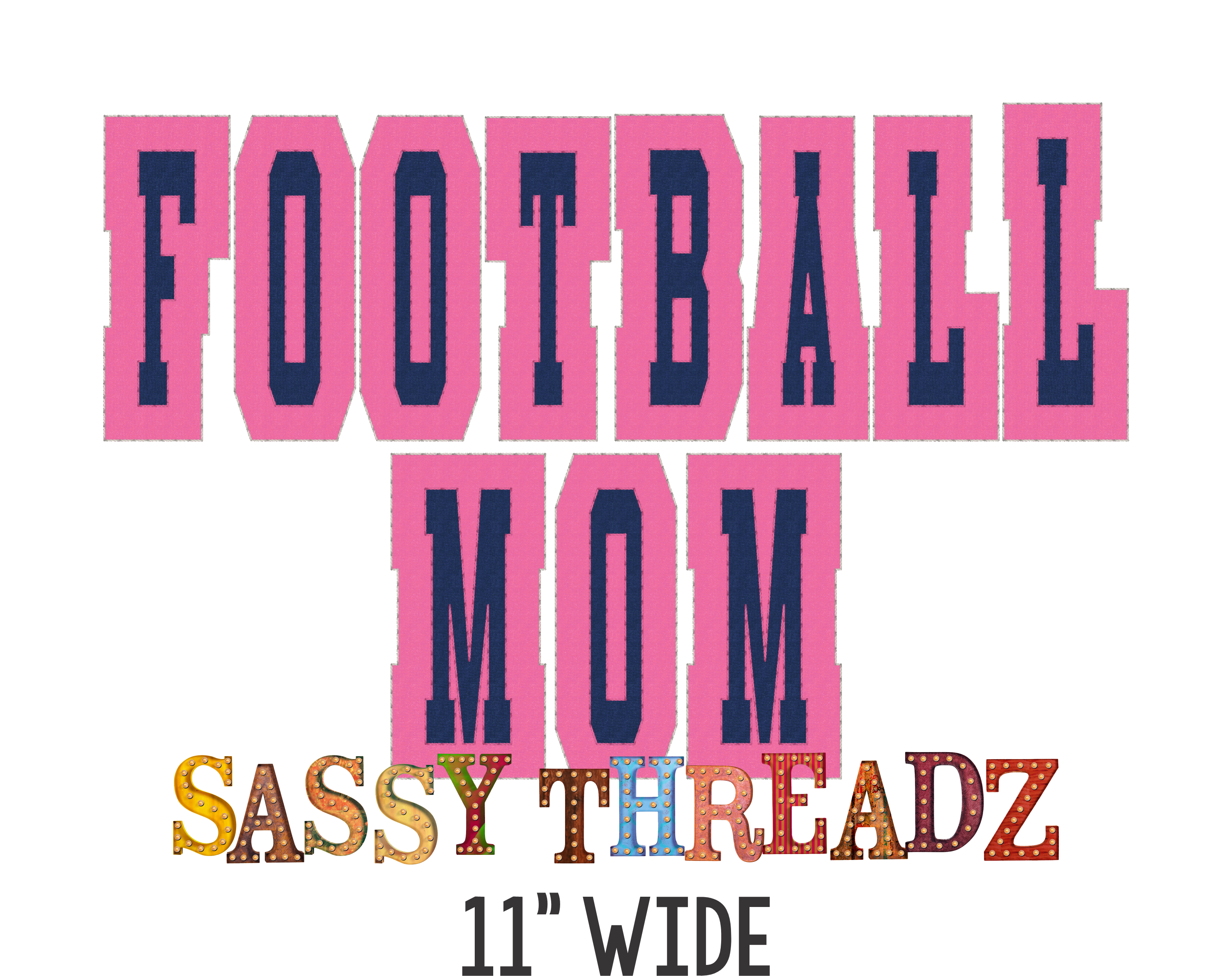 Football Mom Bean Stitch Athletic Stacked Embroidery Download