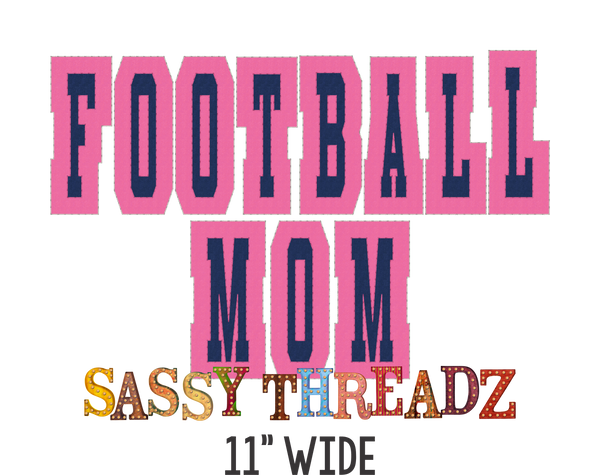 Football Mom Bean Stitch Athletic Stacked Embroidery Download - Sassy Threadz