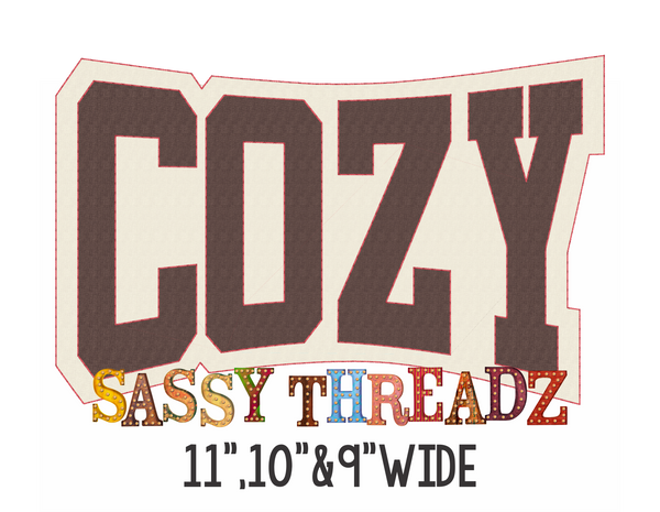 Cozy Bean Stitch Script Double Stacked Embroidery Download