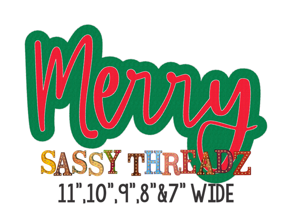 Merry Bean Stitch Script Stacked Embroidery Download