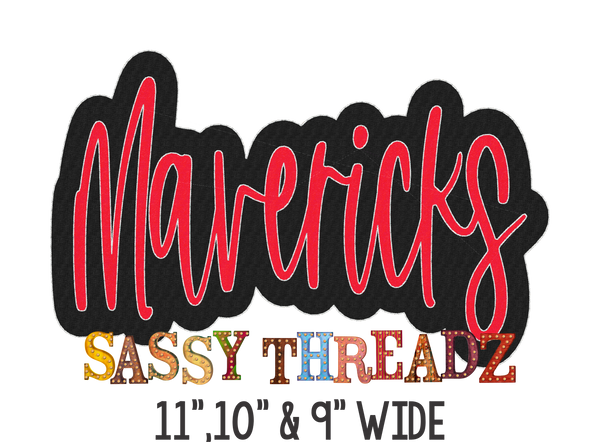 Mavericks Bean Stitch Script Stacked Embroidery Download
