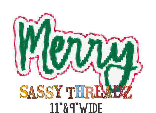 Merry Zig Zag Script Stacked Embroidery Download - Sassy Threadz