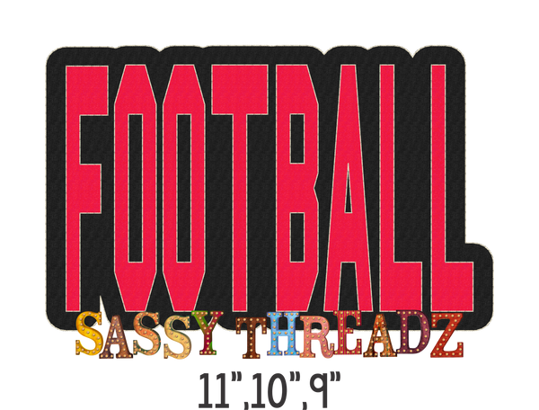 Football Bean Stitch Athletic Stacked Embroidery Download - Sassy Threadz