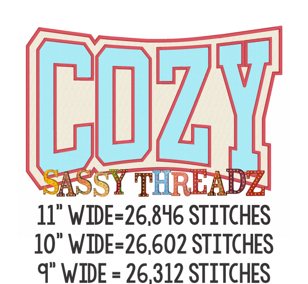 Cozy Satin Stitch Script Double Stacked Embroidery Download