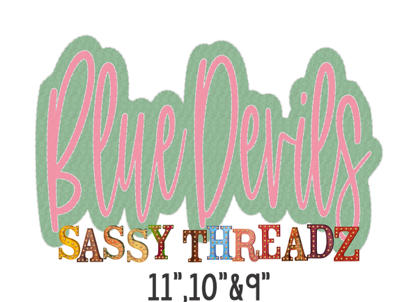 Blue Devils Double Stacked Script Embroidery Download - Sassy Threadz