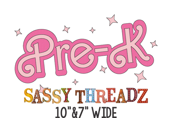 Barbie Pre-K Bean Stitch Script Stacked Embroidery Download - Sassy Threadz