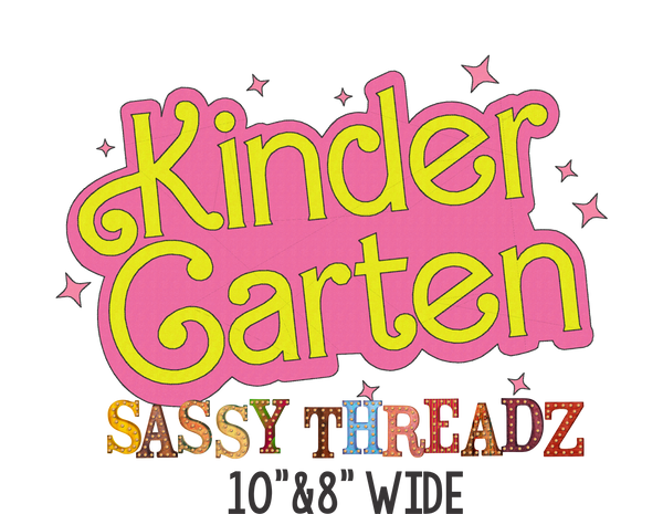 Barbie Kindergarten Bean Stitch Script Stacked Embroidery Download - Sassy Threadz