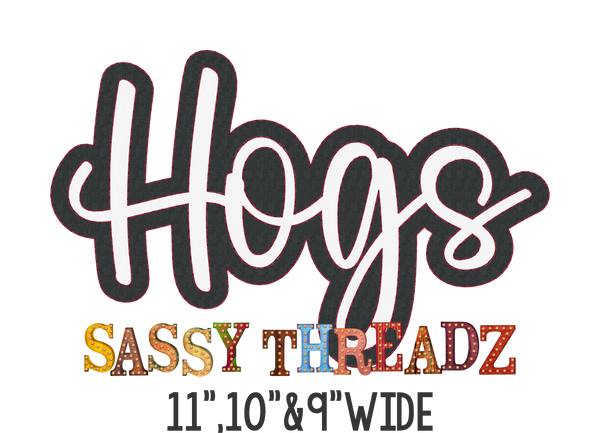 Hogs Bean Stitch Script Stacked Embroidery Download - Sassy Threadz