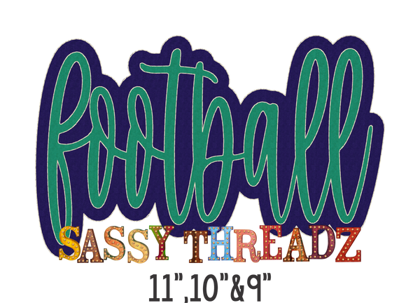 Football Bean Stitch Script Stacked Embroidery Download - Sassy Threadz