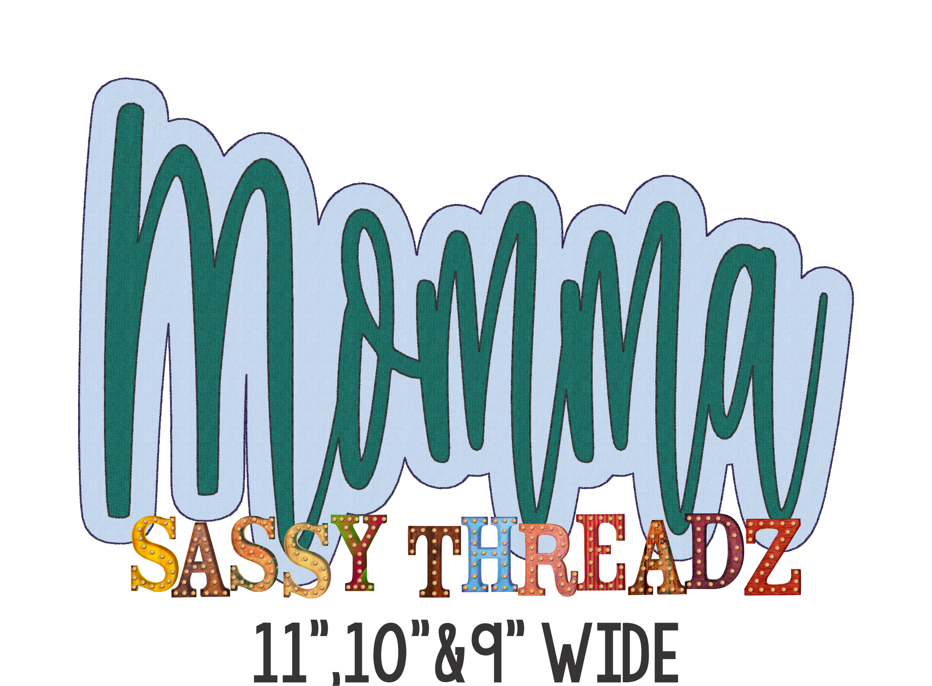 Momma Bean Stitch Script Stacked Embroidery Download