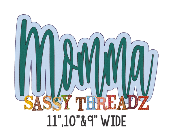 Momma Bean Stitch Script Stacked Embroidery Download - Sassy Threadz