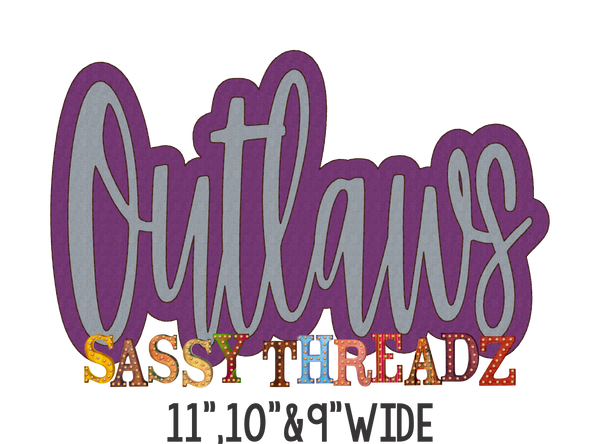 Outlaws Bean Stitch Script Stacked Embroidery Download - Sassy Threadz
