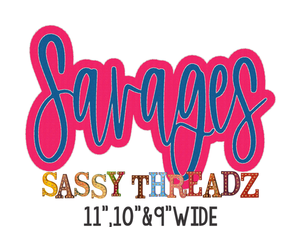 Savages Bean Stitch Script Stacked Embroidery Download