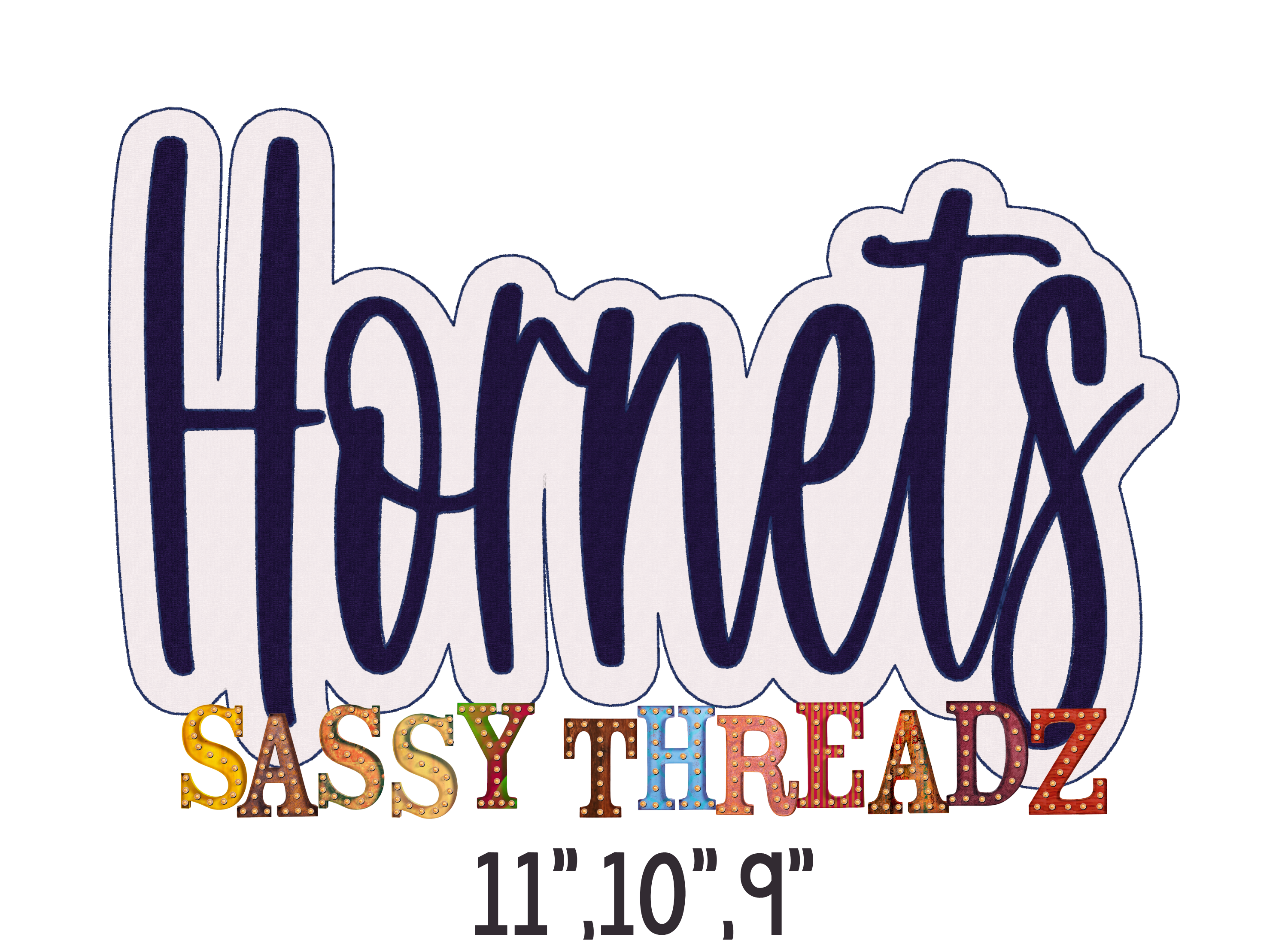 Bean Stitch Hornets Double Stacked Script Embroidery Download