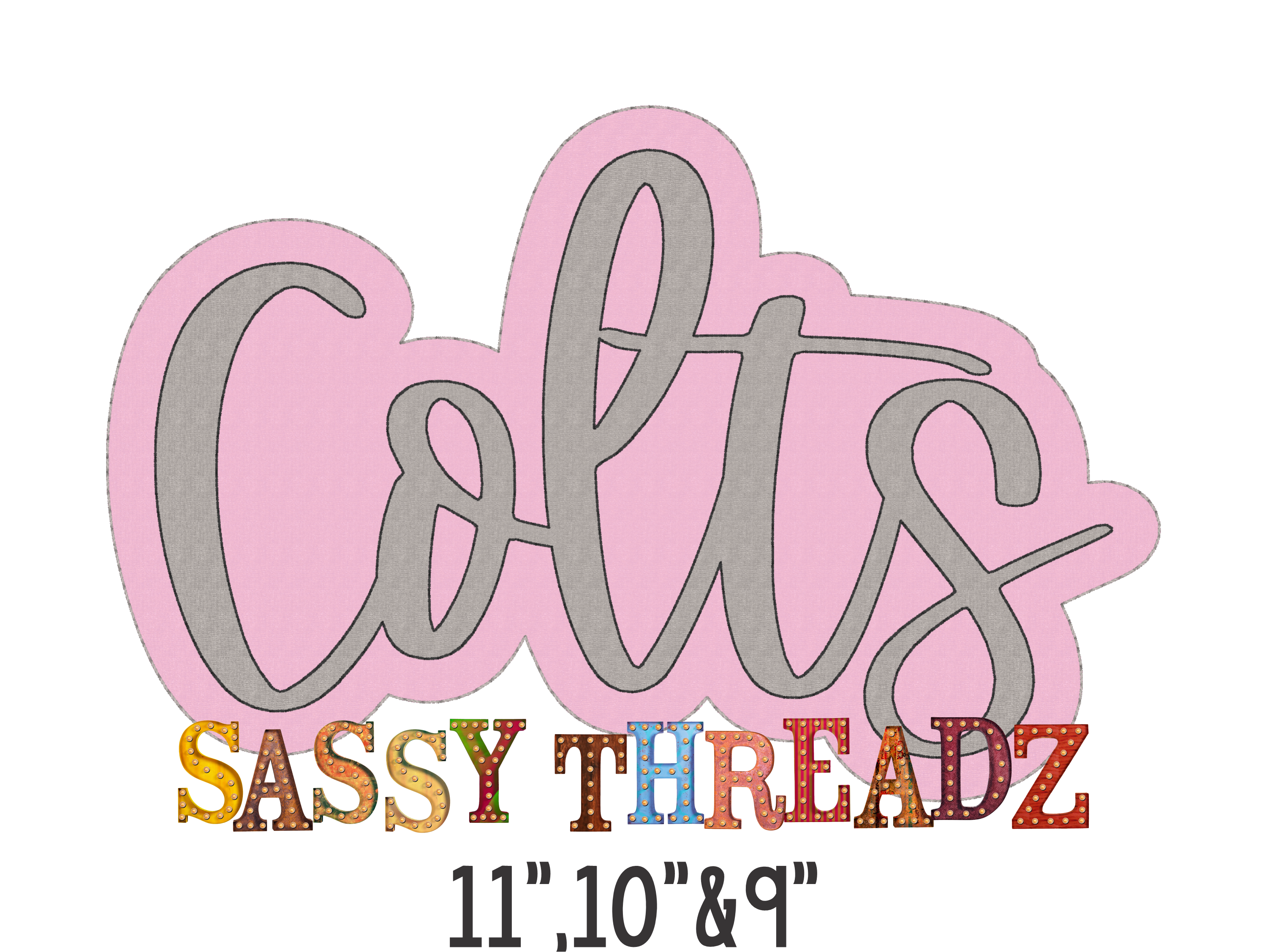 Colts Bean Stitch Script Stacked Embroidery Download