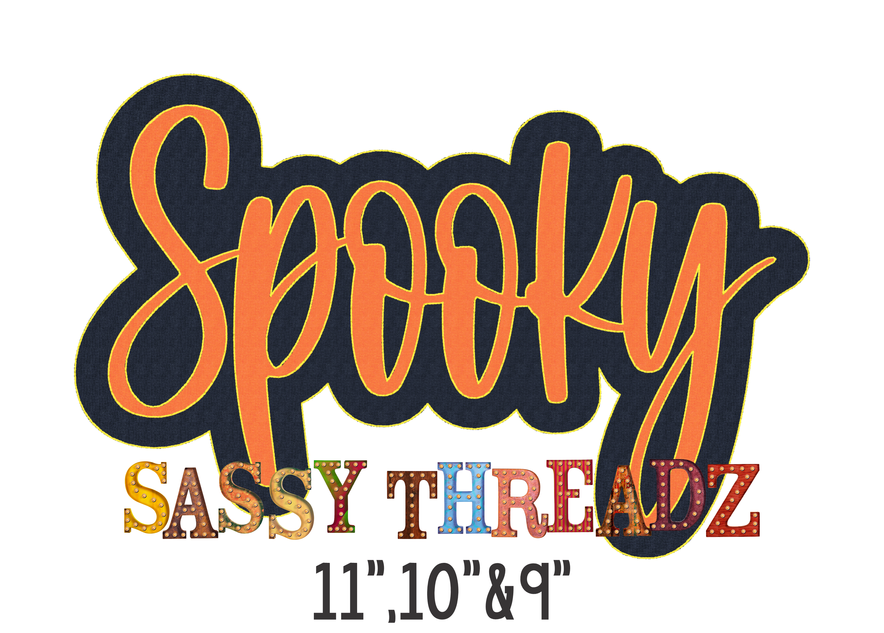 Spooky Bean Stitch Script Stacked Embroidery Download