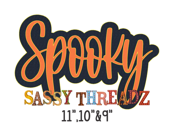 Spooky Bean Stitch Script Stacked Embroidery Download - Sassy Threadz