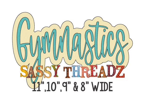 Gymnastics Bean Stitch Script Stacked Embroidery Download
