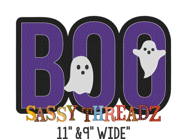 Boo Bean Stitch Script Stacked Embroidery Download