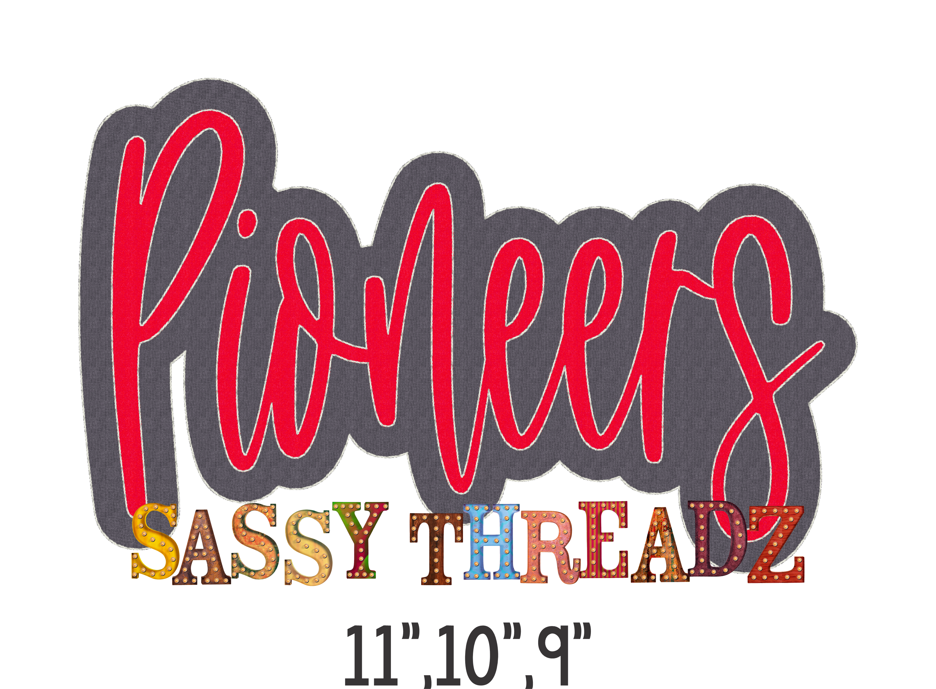 Pioneers Bean Stitch Script Stacked Embroidery Download