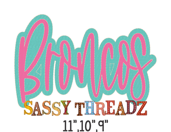 Broncos Bean Stitch Script Stacked Embroidery Download - Sassy Threadz