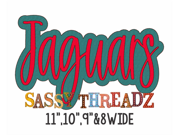 Jaguars Bean Stitch Script Double Stacked Embroidery Download