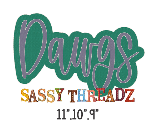 Dawgs Bean Stitch Script Stacked Embroidery Download - Sassy Threadz