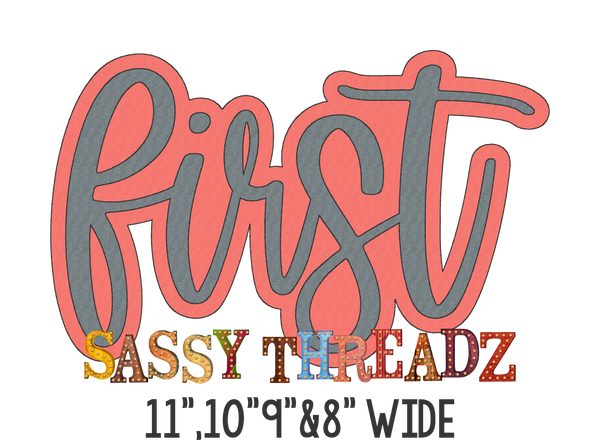 First Bean Stitch Script Stacked Embroidery Download - Sassy Threadz