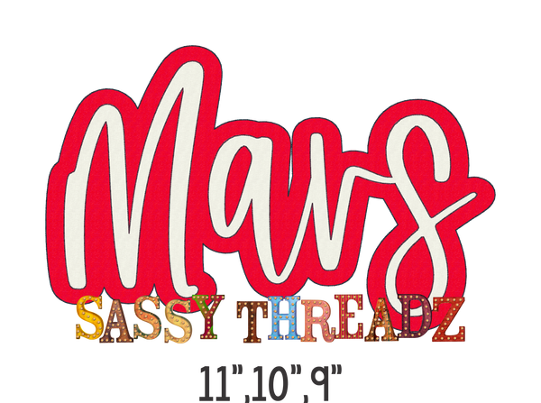 Mavs Bean Stitch Script Stacked Embroidery Download - Sassy Threadz