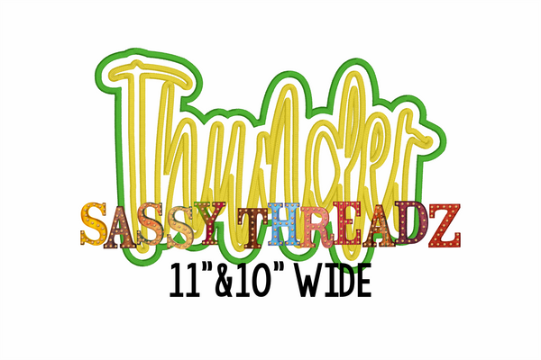 Thunder Satin Stitch Script Stacked Embroidery Download