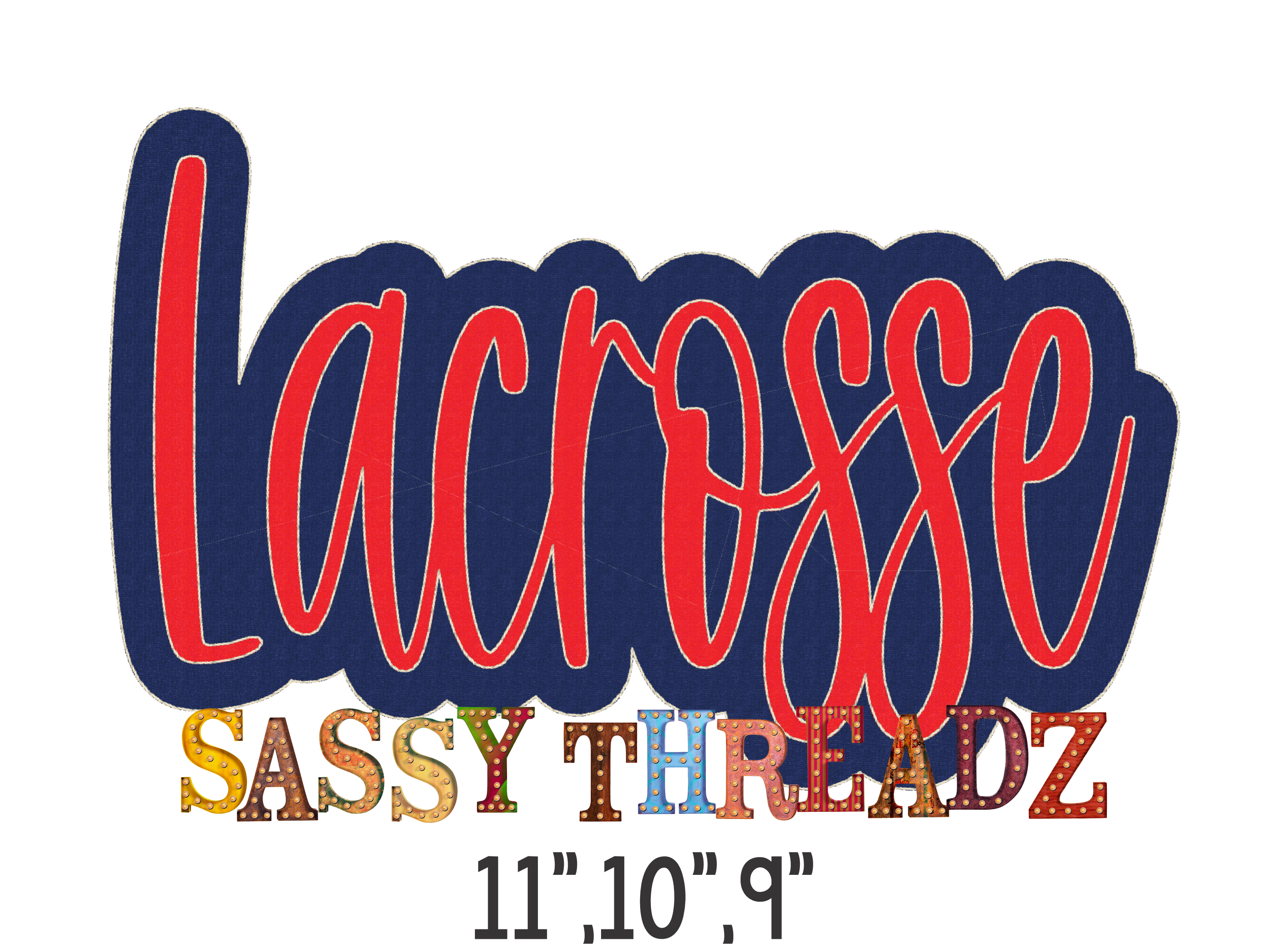 Lacrosse Bean Stitch Script Stacked Embroidery Download
