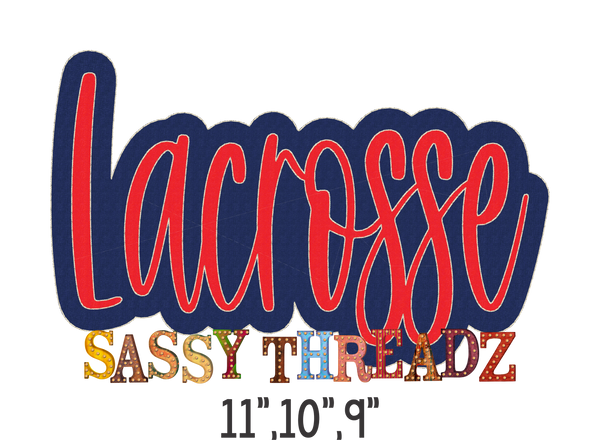 Lacrosse Bean Stitch Script Stacked Embroidery Download - Sassy Threadz