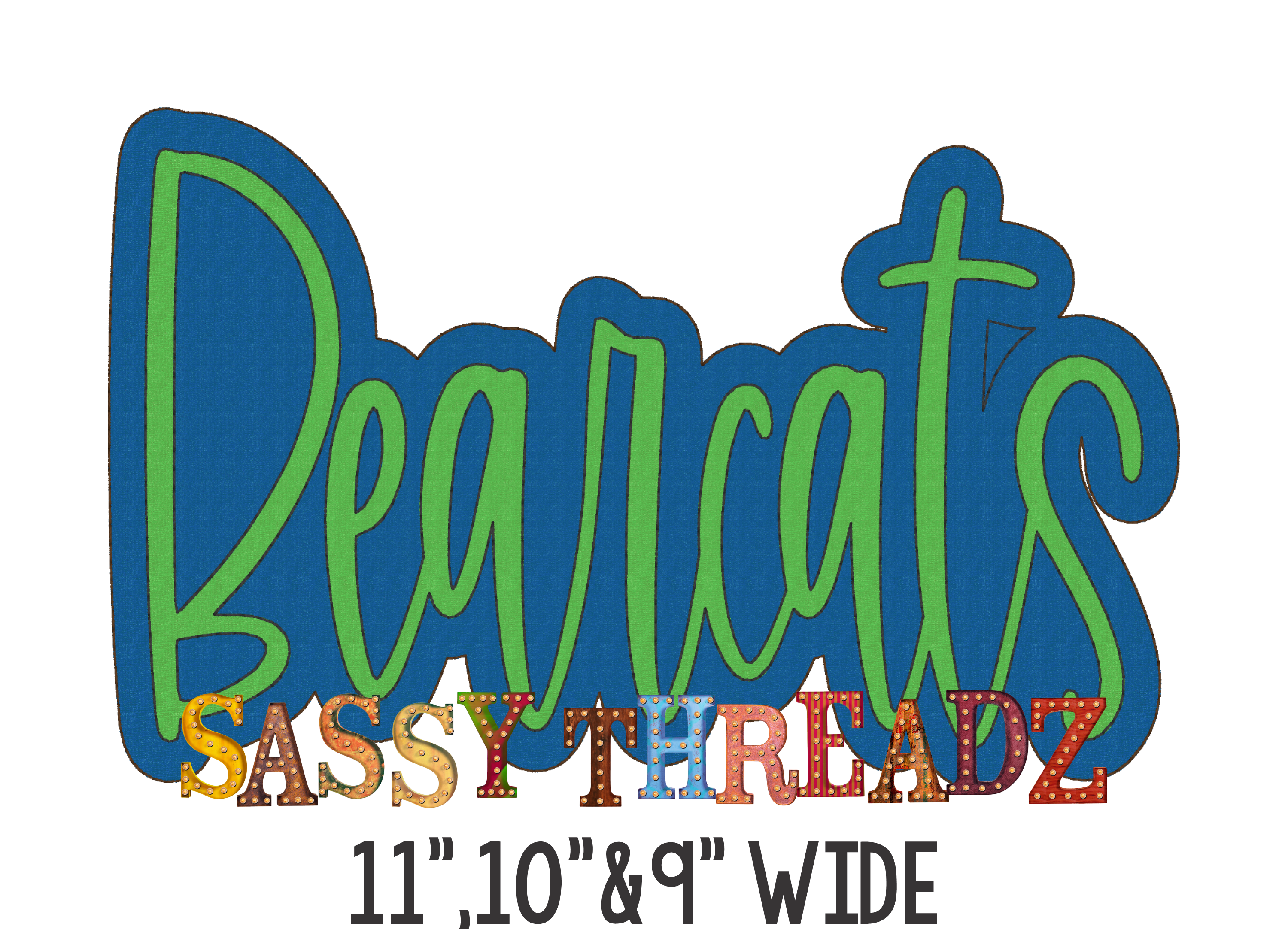Bearcats Bean Stitch Script Stacked Embroidery Download