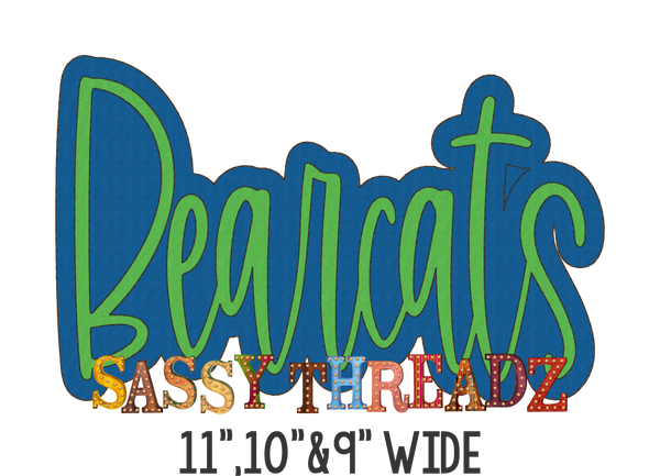 Bearcats Bean Stitch Script Stacked Embroidery Download