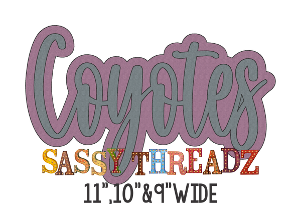 Coyotes Bean Stitch Script Stacked Embroidery Download - Sassy Threadz