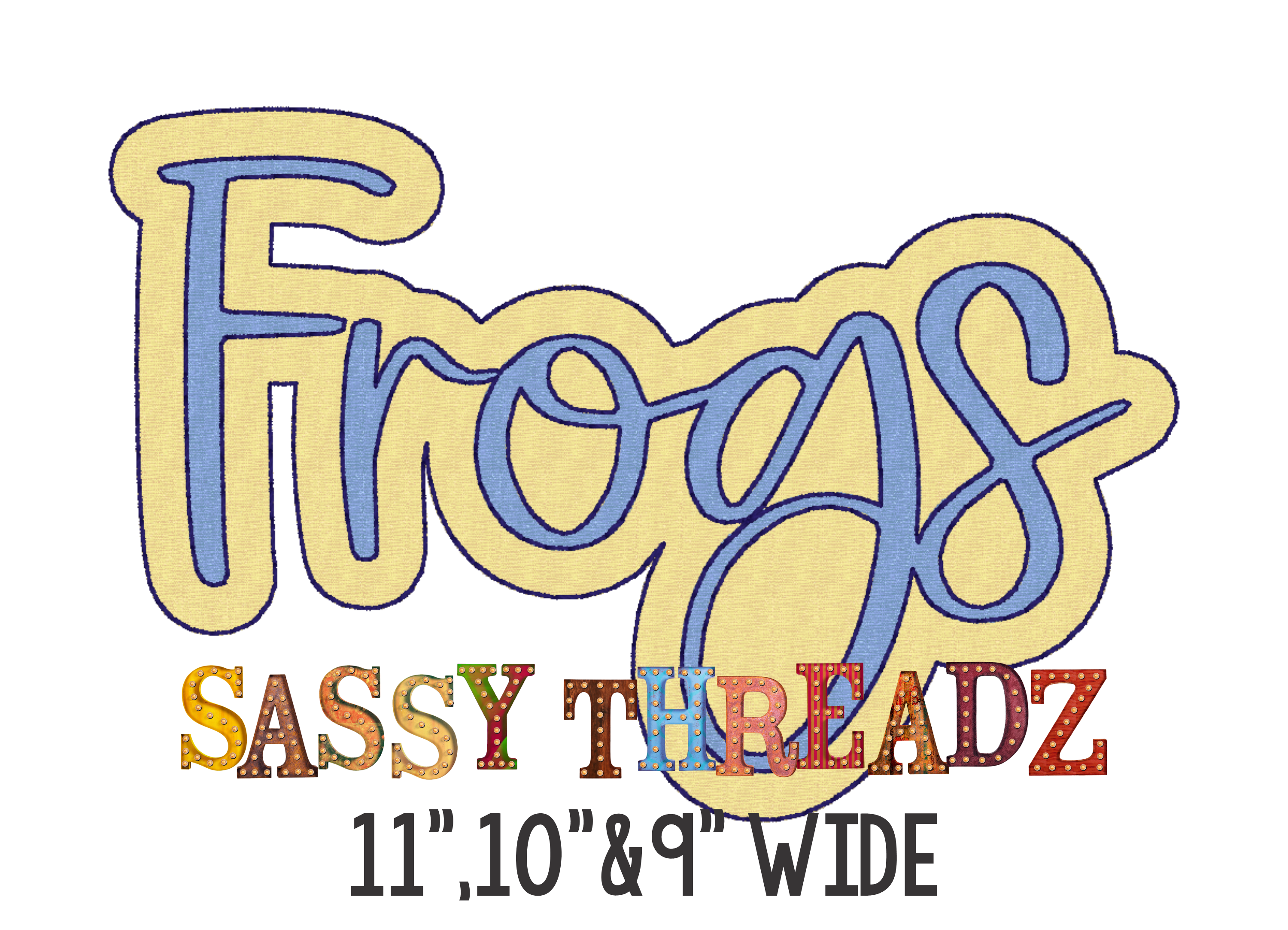 Frogs Bean Stitch Script Stacked Embroidery Download