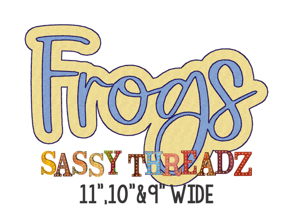 Frogs Bean Stitch Script Stacked Embroidery Download