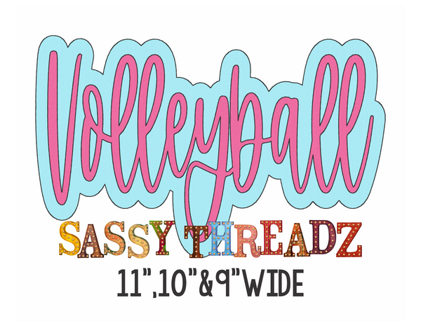 Volleyball Bean Stitch Script Double Stacked Embroidery Download