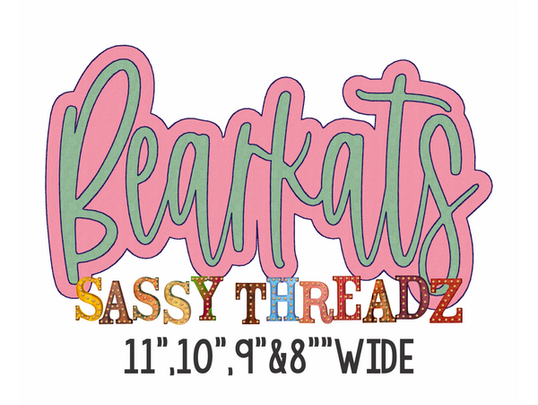 Bearkats Bean Stitch Script Double Stacked Embroidery Download