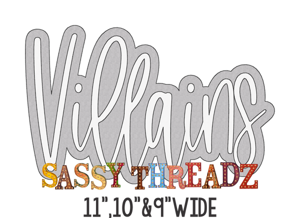 Villains Bean Stitch Script Stacked Embroidery Download - Sassy Threadz