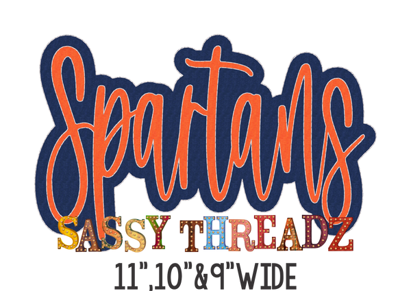 Spartans Bean Stitch Script Stacked Embroidery Download - Sassy Threadz