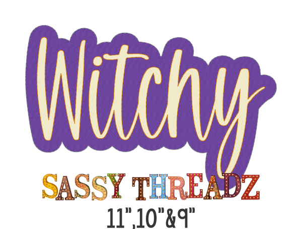 Witchy Bean Stitch Script Stacked Embroidery Download - Sassy Threadz